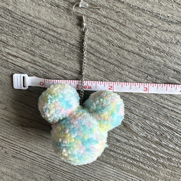 Disney Handmade Rainbow Thread Pom Pom Mickey silhouette earrings - Picture 4 of 4